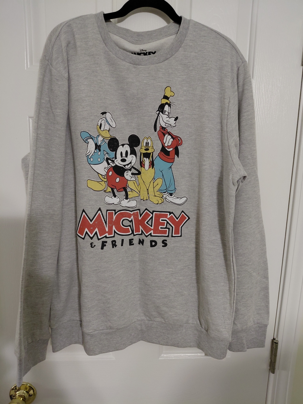 Mickey & Friends Men's Light Gray Crewneck Sweatshirt